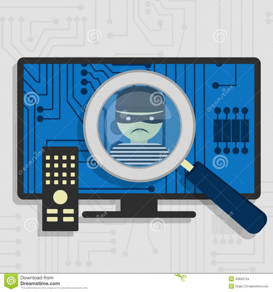 malware-detected-smart-tv-represented-magnifying-glass-focusing-figure-thief-43609134