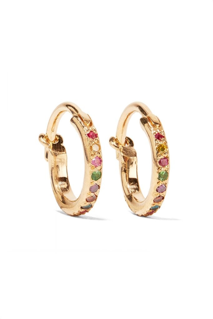 Ileana-Makri-Mini-Rainbow-18K-Gold-Multistone-Earrings
